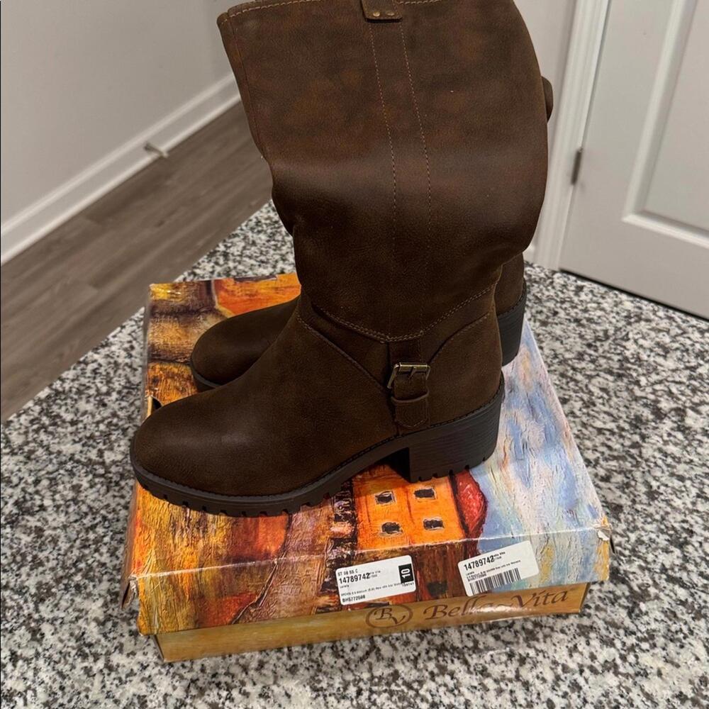 BELLA VITA Womens Buckled Strap Pull-Tab Lorielle Boots Shoes 8.5 M